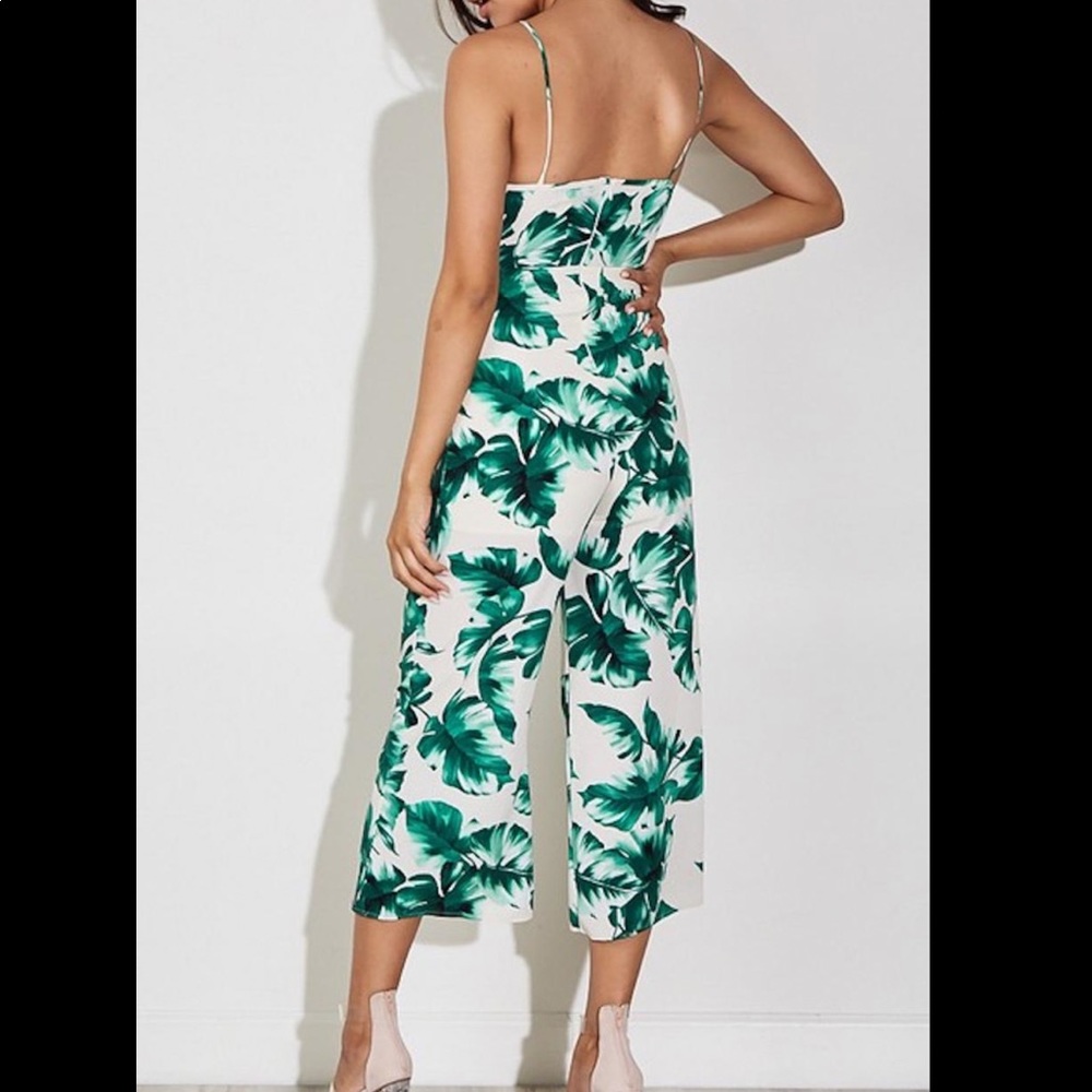 Blue Blush Palm Print Jumpsuit - Picture 2 of 6